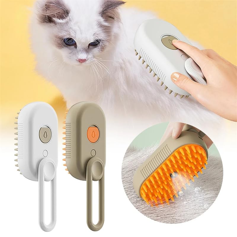 Cat Steam Brush Steamy Dog Brush 3 In 1 Electric Spray Cat Hair Brushes For Massage Pet Grooming Comb Hair Removal Combs Pet Products (White)