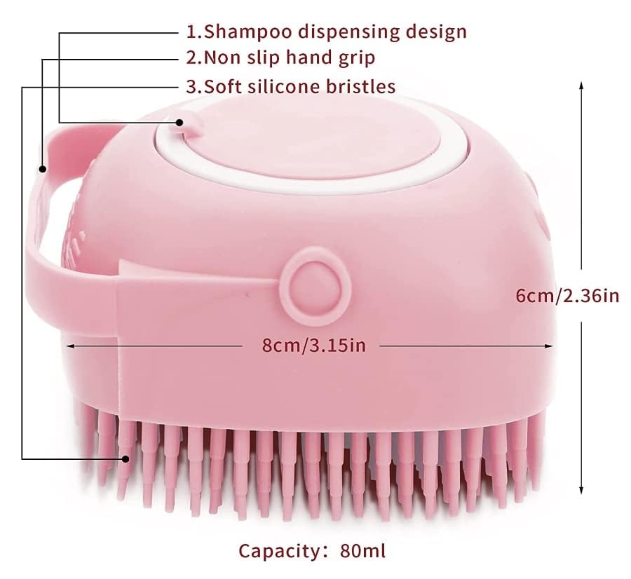 Pet Bath Massage Brush Puppy Dog Cat Grooming Cleaning Soft (Blue)