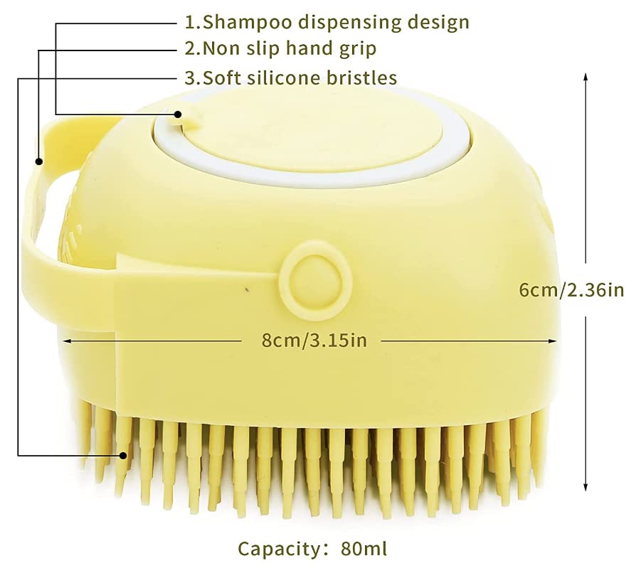 Pet Bath Massage Brush Puppy Dog Cat Grooming Cleaning Soft (Blue)