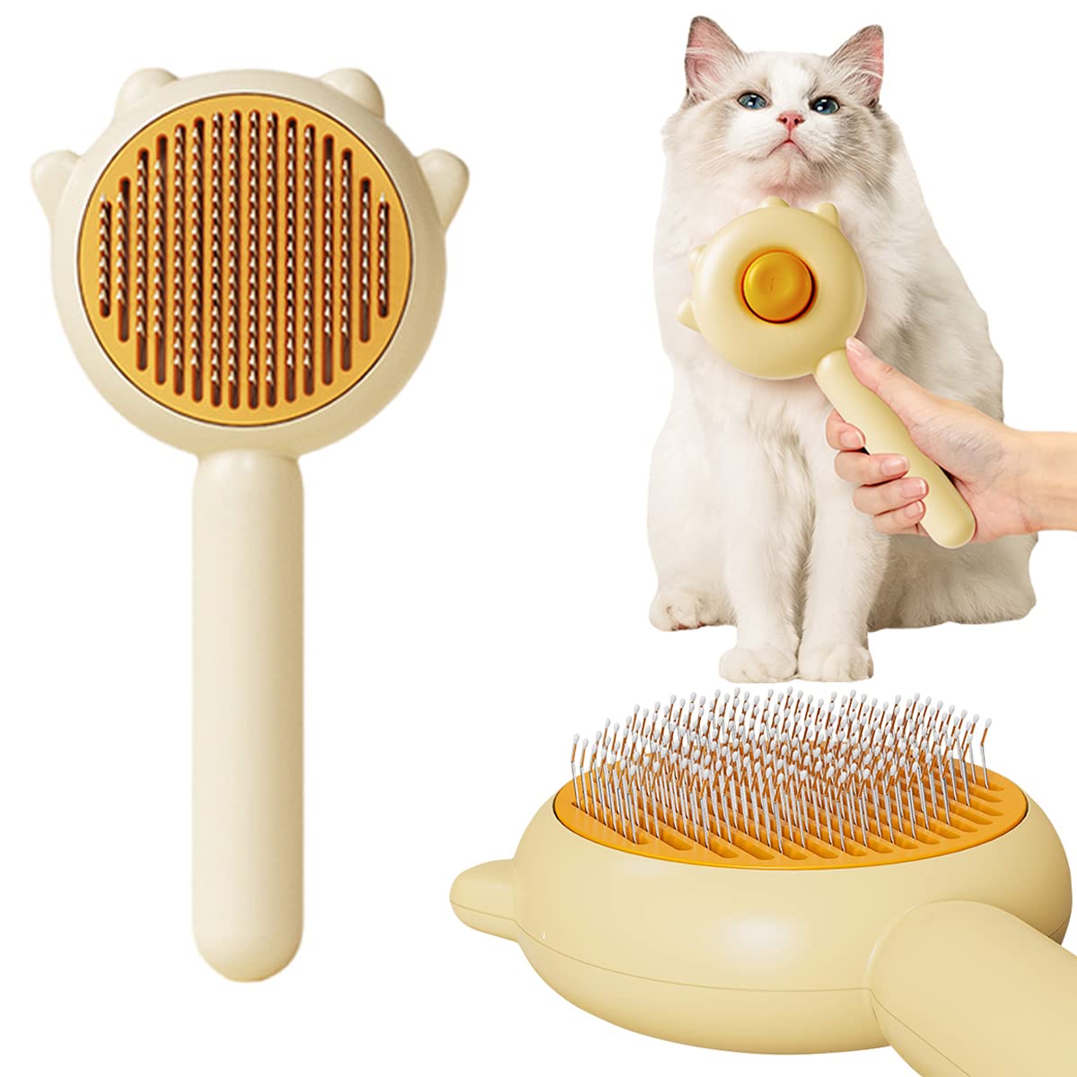 Self-Cleaning Magic Pet Brush for Cats & Dogs Gently Removes Fur and Eliminates Mats in Seconds