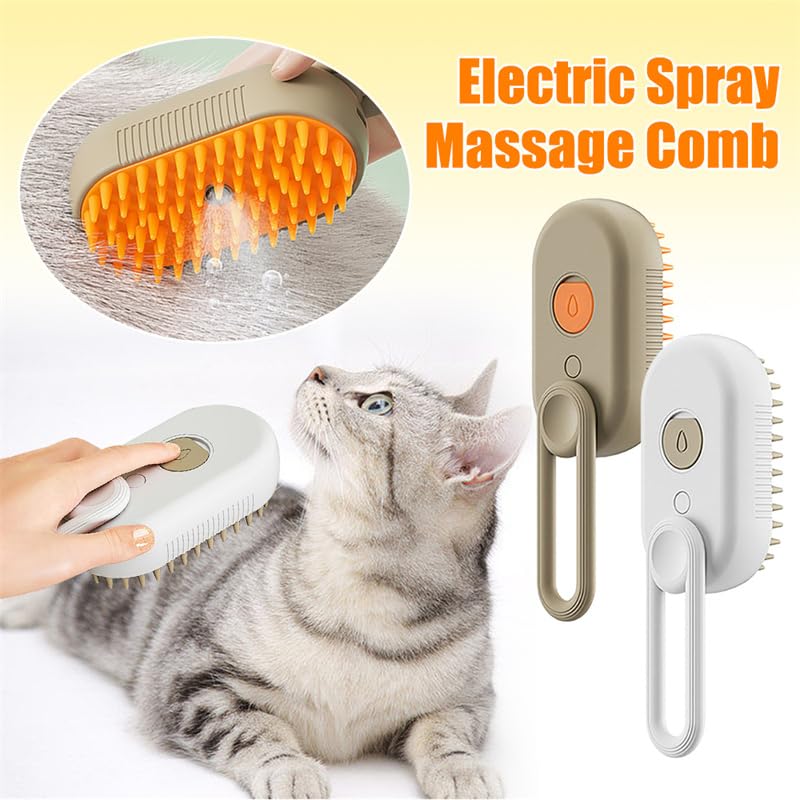 Cat Steam Brush Steamy Dog Brush 3 In 1 Electric Spray Cat Hair Brushes For Massage Pet Grooming Comb Hair Removal Combs Pet Products (White)