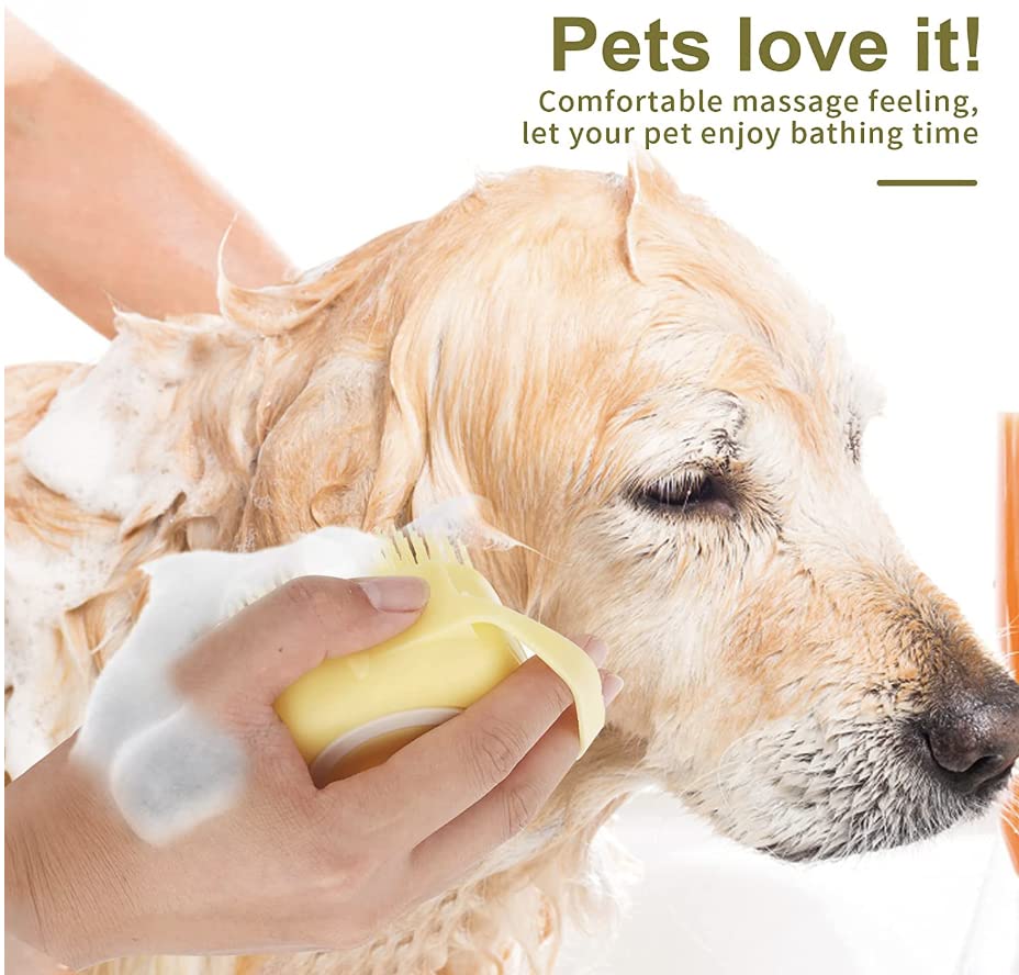 Pet Bath Massage Brush Puppy Dog Cat Grooming Cleaning Soft (Blue)