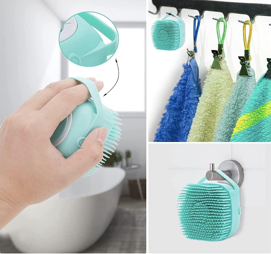 Pet Bath Massage Brush Puppy Dog Cat Grooming Cleaning Soft (Blue)