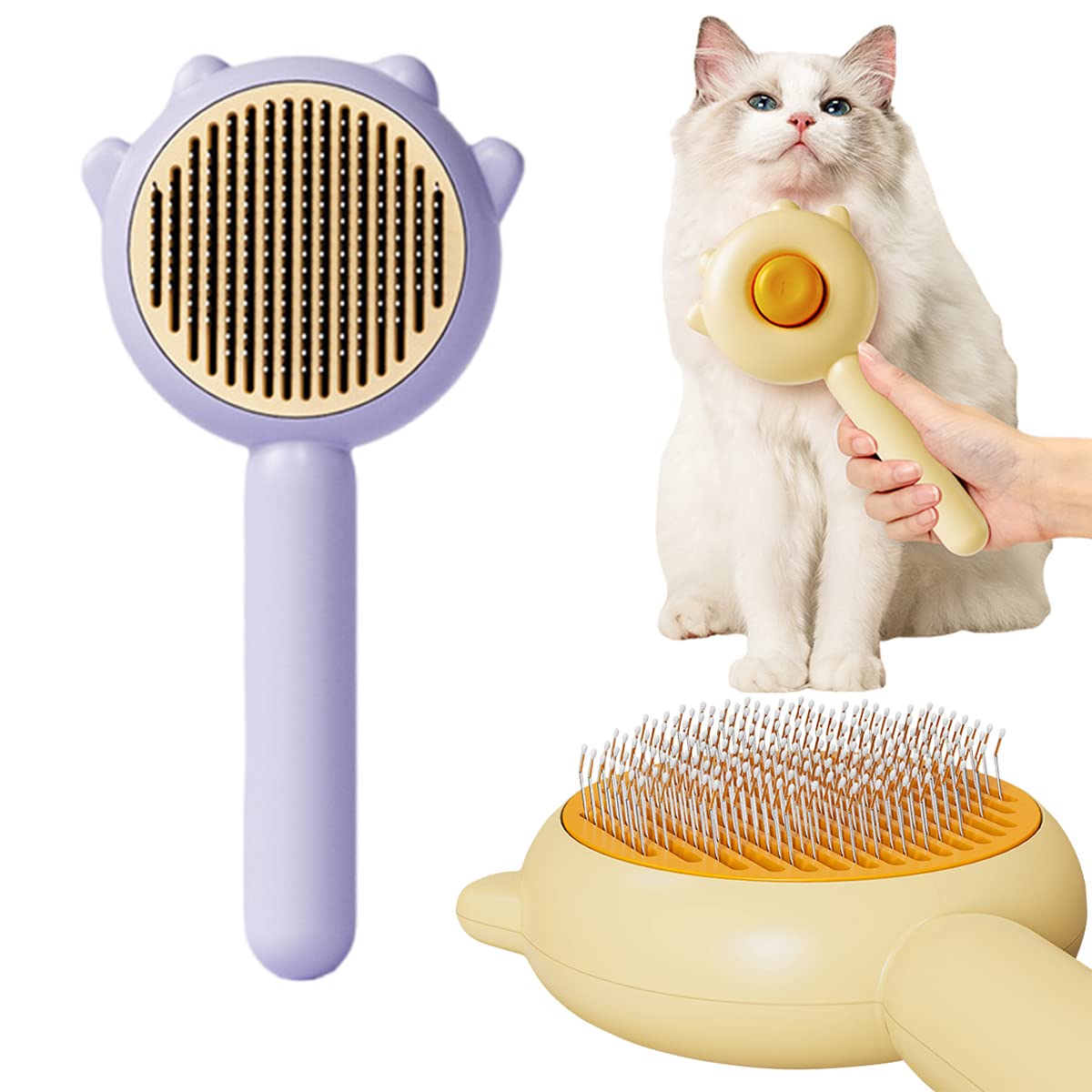 Self-Cleaning Magic Pet Brush for Cats & Dogs Gently Removes Fur and Eliminates Mats in Seconds