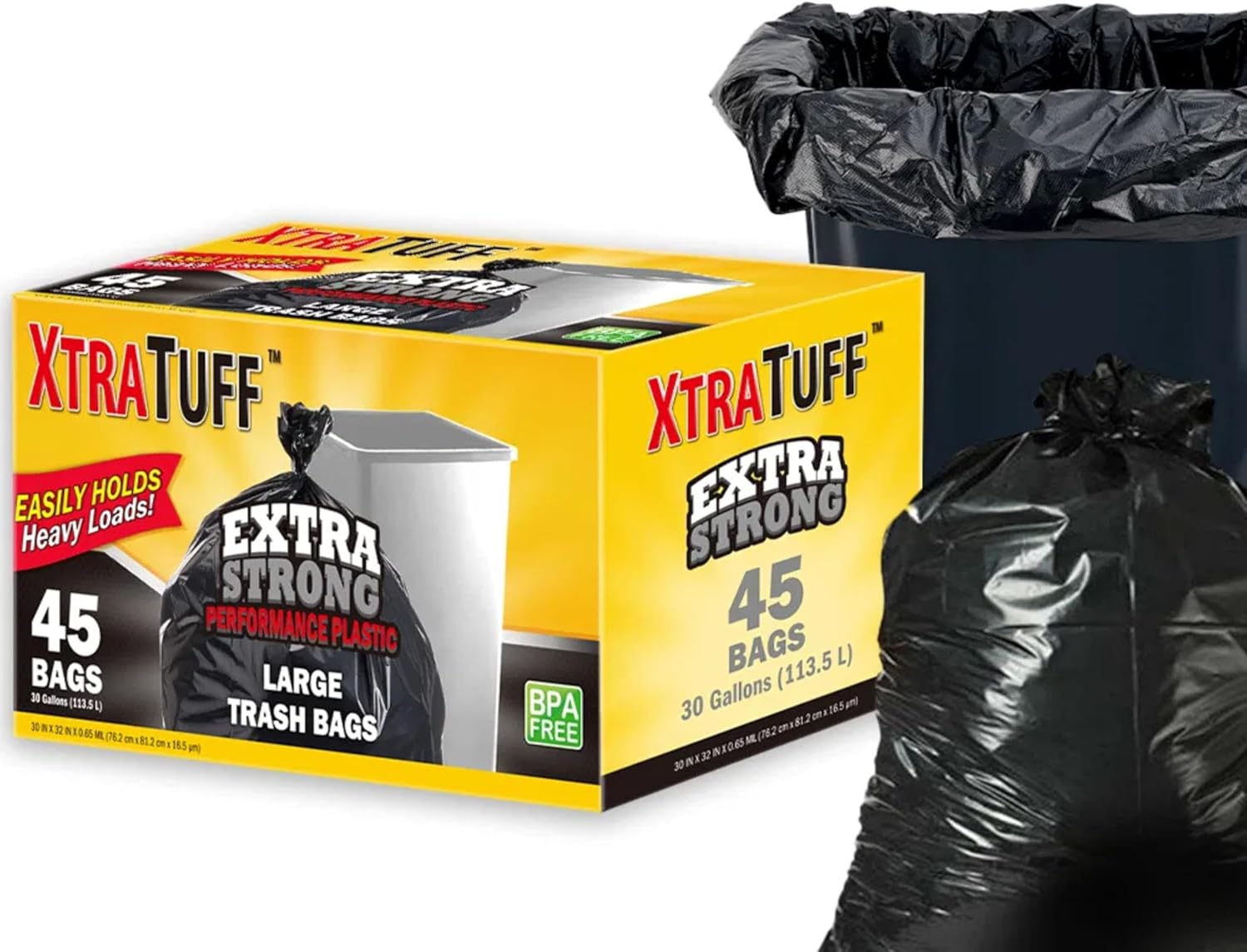 30 Gallon Contractor Bags, 45-Pack: Heavy Duty & Leak Proof