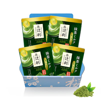 Matcha Latte Uji Double Rich Milk by Tsujiri, Kyoto Japan (600g 4 Pack Gift Box)